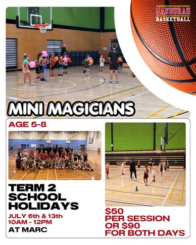 Kids basketball sessions for ages 5-8 during school holidays at Marc.
