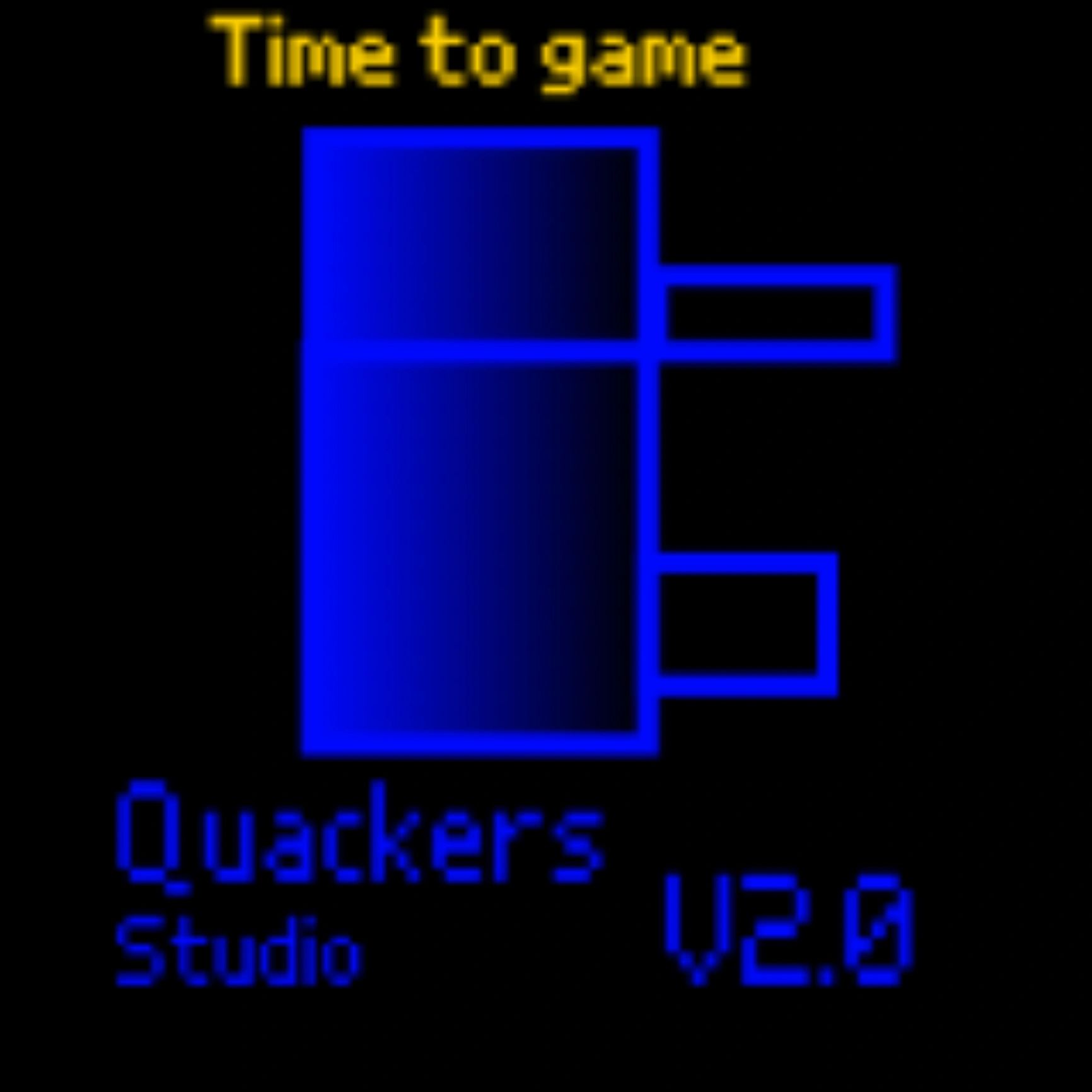 Pixelated blue game controller icon with yellow text "Time to game".