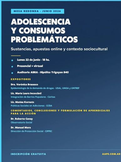 Flyer for a roundtable on adolescence and problematic consumption, June 2026.