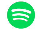 Spotify logo with green gradient background.