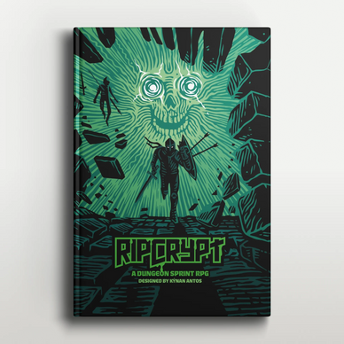 Cover art for Ripcrypt, a dungeon sprint RPG designed by Kynan Antos.