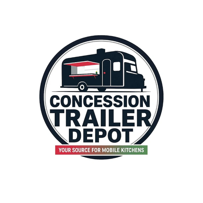 Logo of Concession Trailer Depot with mobile kitchen illustration.