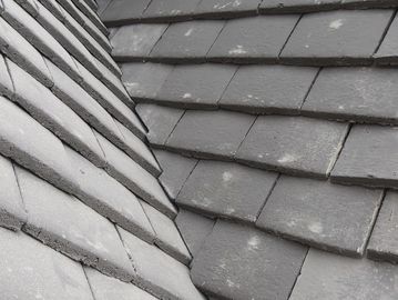 Verticle tiling 
In grey plain tiles 