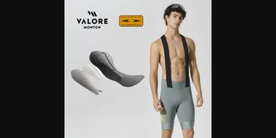 Male cyclist wearing Valore Monton padded bib shorts with 9D foam for comfort.