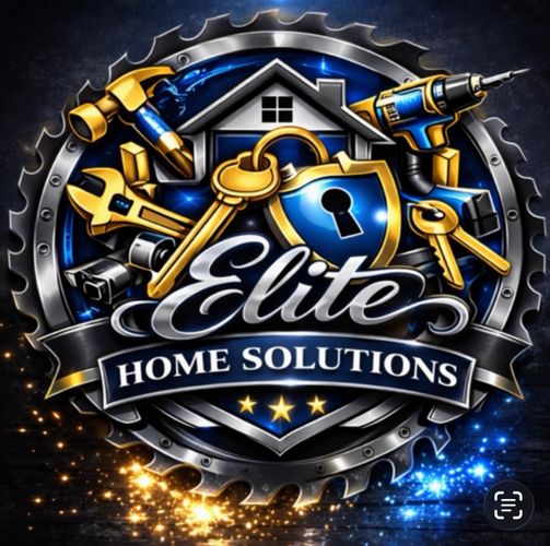 Logo for Elite Home Solutions with tools and house symbols.