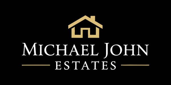 Michael John Estates logo with a house icon in gold and white text on black.