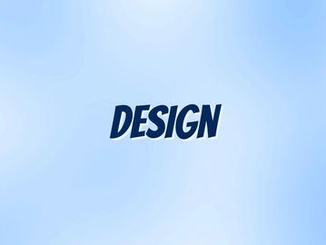 The word DESIGN in bold, dark blue letters on a light blue background.