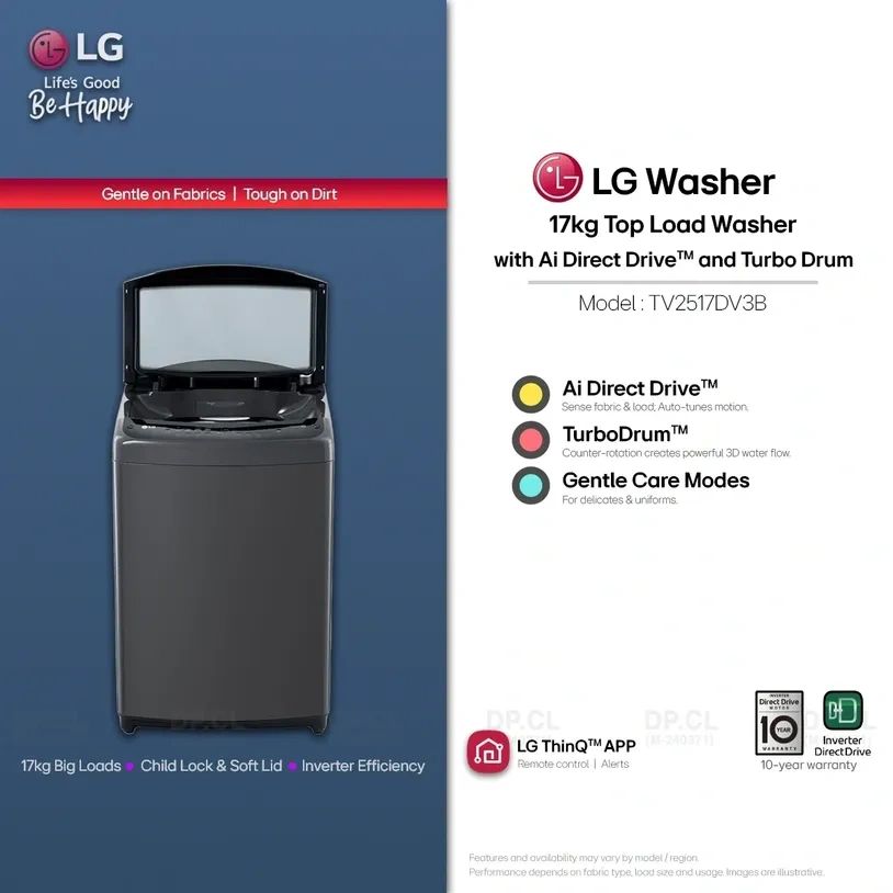 LG 17kg AI Direct Drive Top Load Washing Machine Malaysia Energy Saving Washer