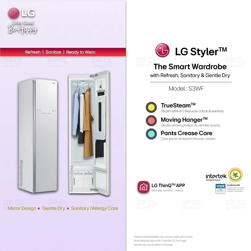 LG Styler S3WF smart wardrobe Malaysia steam clothes care reduce wrinkles sanitize garments