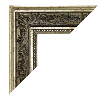 Ornate corner frame with gold and black floral detailing.