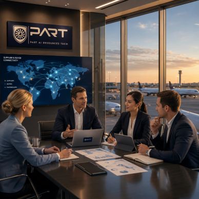 PART aviation team reviewing supplier connectivity, aircraft parts sourcing, and global aftermarket opportunities.