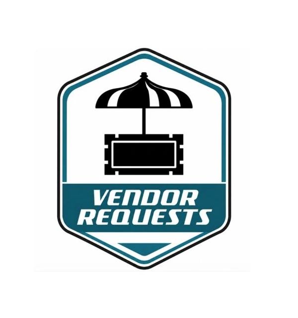 Vendor requests badge with umbrella and sign.