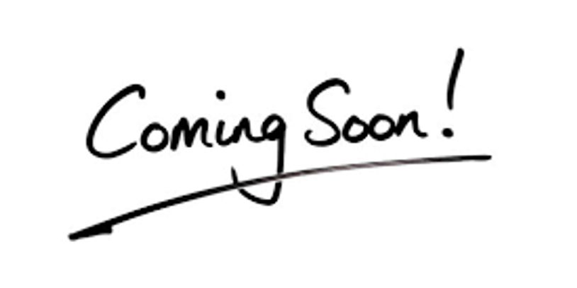Handwritten text saying 'Coming Soon!' with an underline.