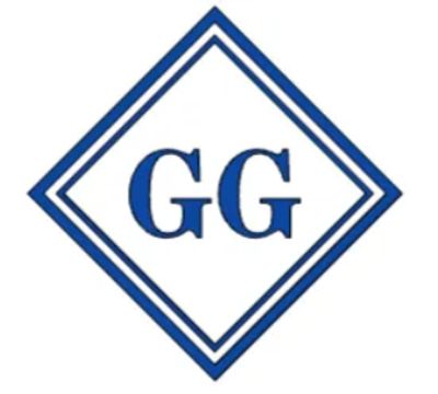 Blue GG letters inside a diamond-shaped blue border on white background.