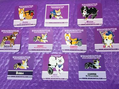 DM affects over 100 breeds. These pins are designed to honor pups that have taken the DM journey.