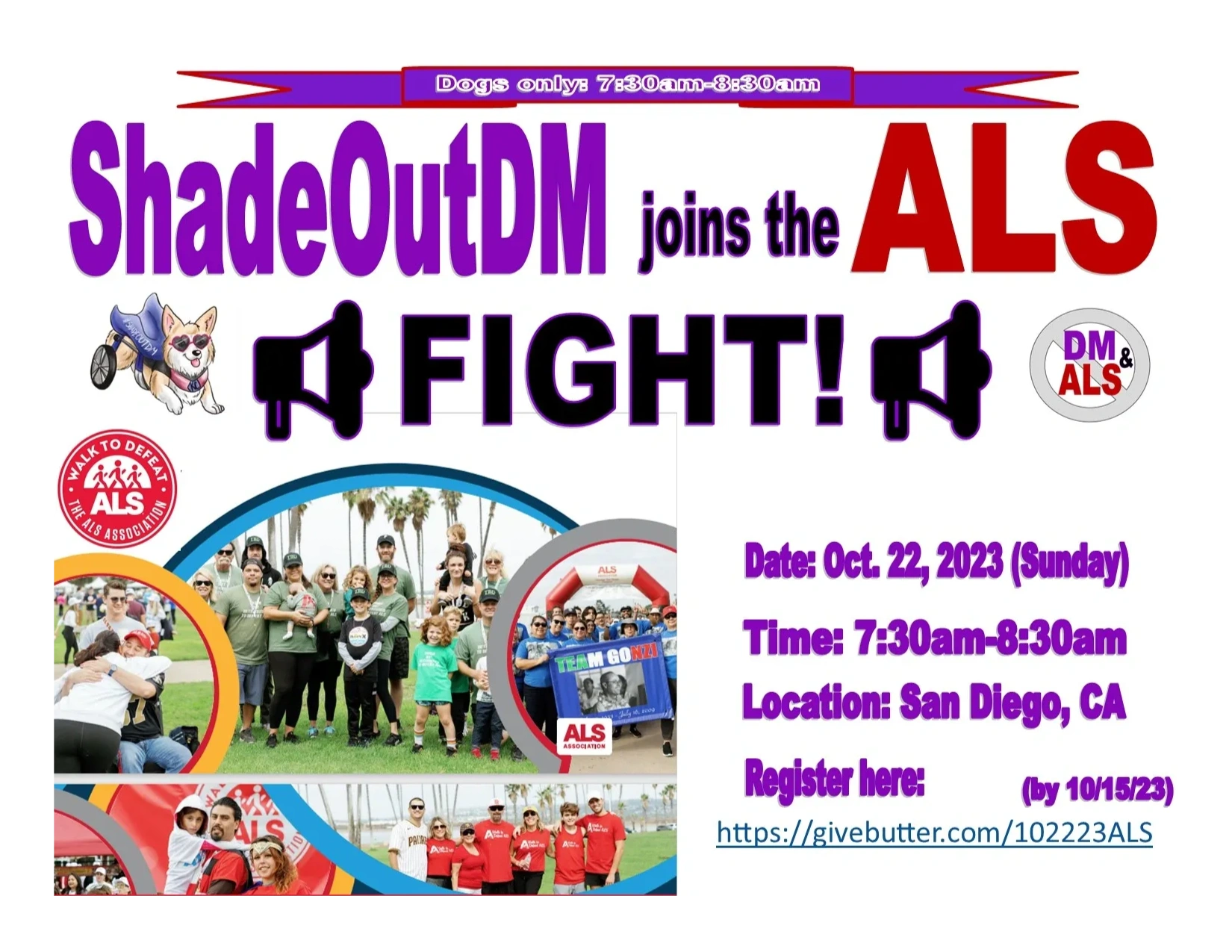 ShadeOutDM joins ALS fight in WALK to defeat ALS San Diego, California, event tickets for DM dog jog