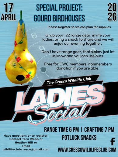 Flyer showing details of the CWC Ladies Social for April.