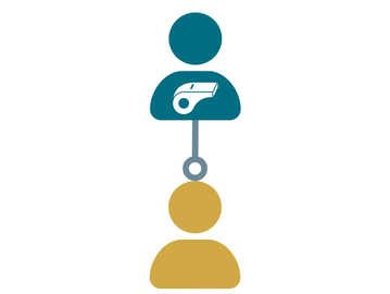 Whistleblower concept with connected people icons.