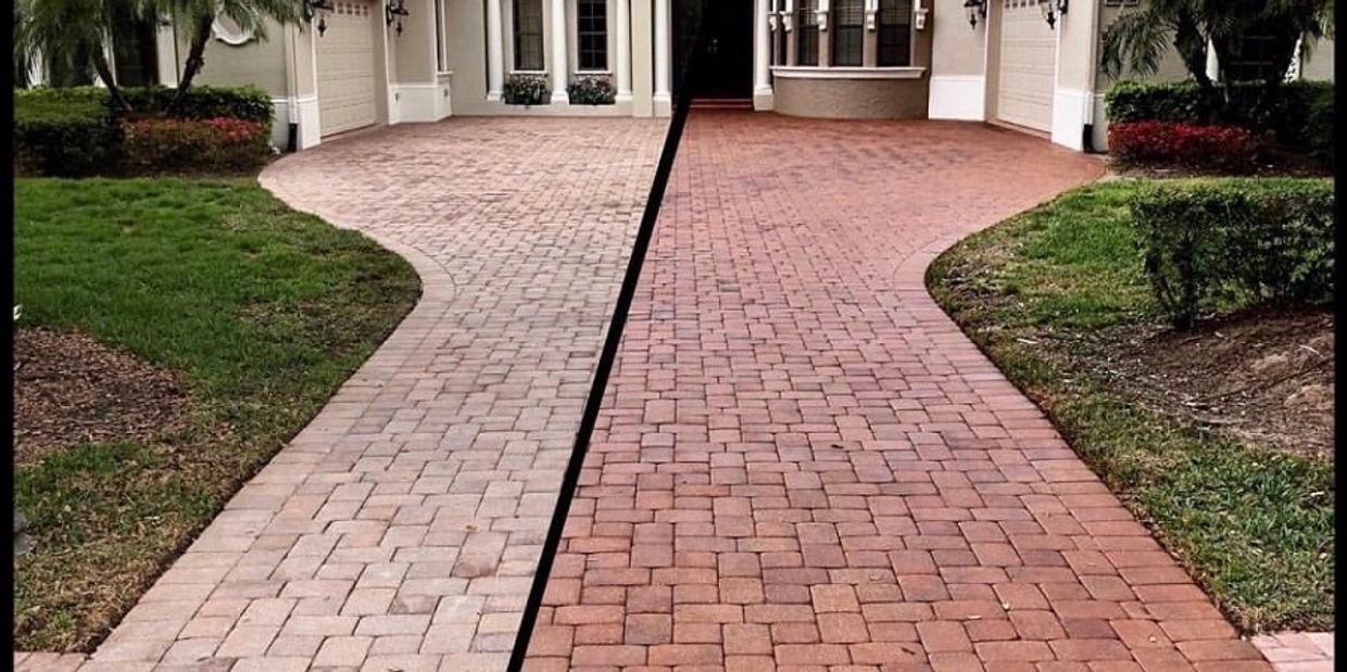 Before and after paver sealing 