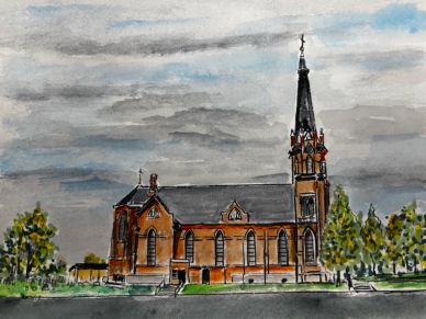 St Michaels Church
Fort Loramie, Ohio
Watercolor.  Prints available
 in various sizes. 