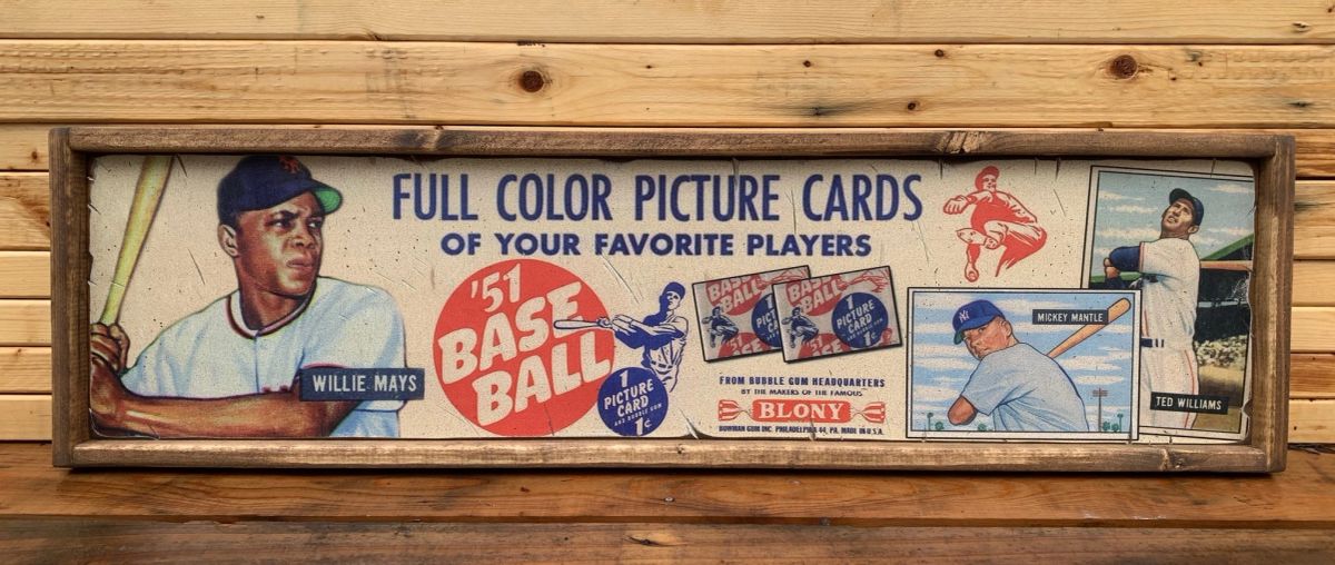 12x48 1951 Bowman Baseball Card Set Wood Advertisement Sign Display