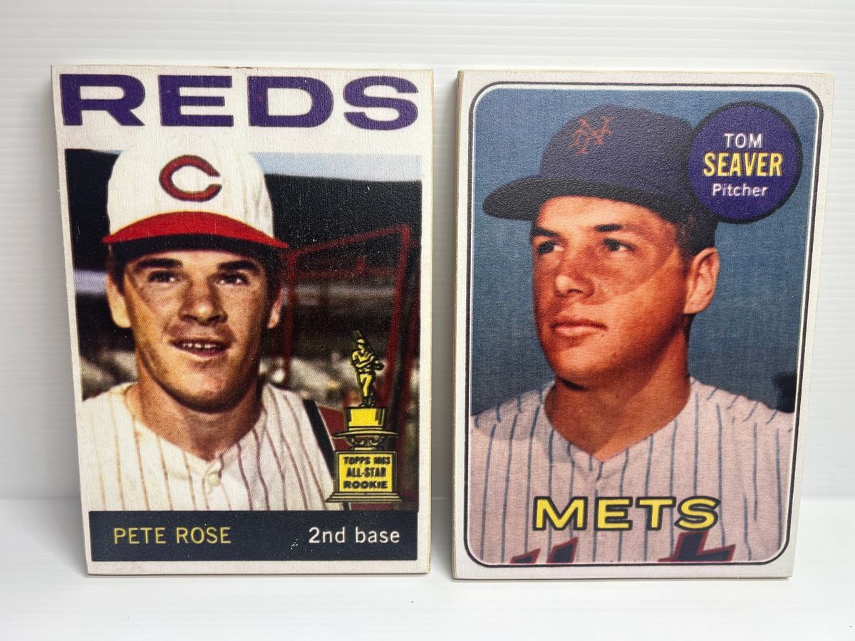 1964 Pete Rose / 1969 Tom Seaver 12 Wood Baseball cards
