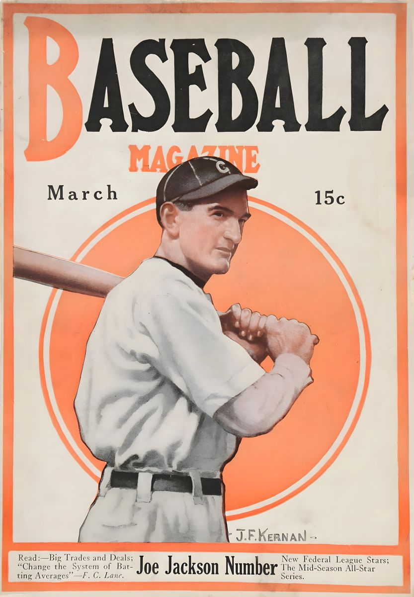 Joe Jackson Baseball Magazine Cover Art Advertisement Poster - Choose Size