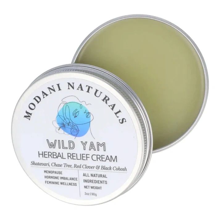 Wild Yam Cream product stored in an open aluminium tin.