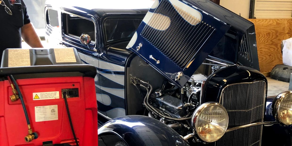 Mark repairing A/C system on a 1932 Ford Sedan.