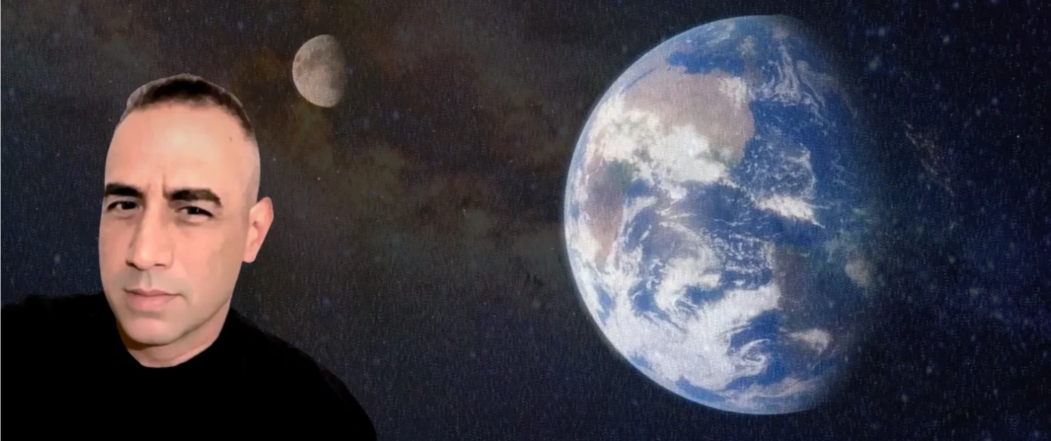 James with the earth, moon, and universe