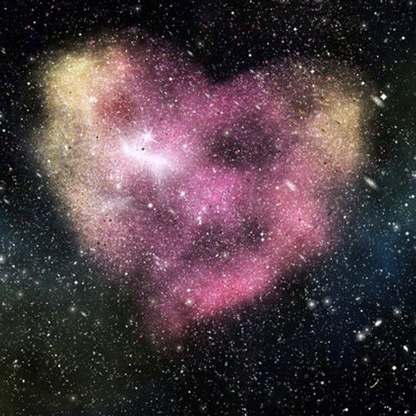 Heart-shaped cosmic galaxy representing love energy and spiritual ritual work.