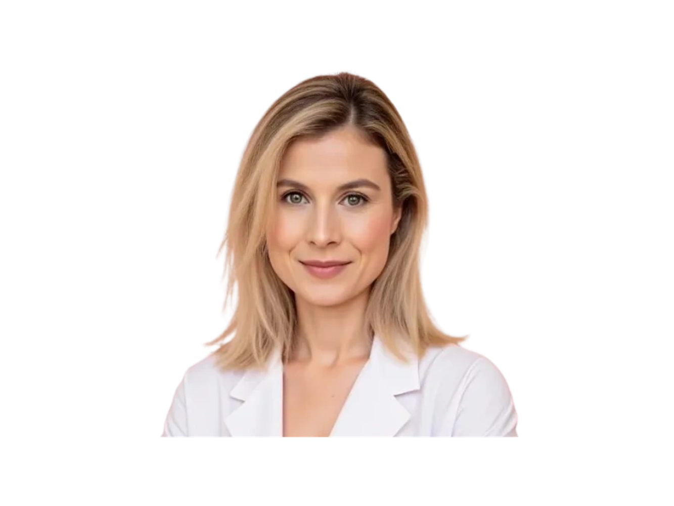 Dr Burcu Kim, specialist dermatologist in Sydney, wearing a white coat