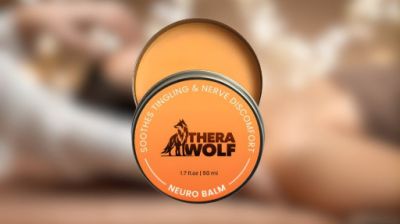 Thera Wolf Neuro Balm container with orange lid.