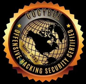 GOCYBEX Offensive Hacking Security Certified badge with a globe and Canada map.