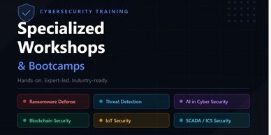 Cybersecurity training workshops and bootcamps with various specialized topics.