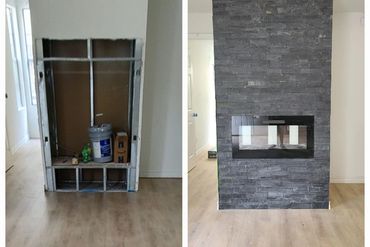 From Nothing to Something, Installed Electrical Fireplace and Stone 