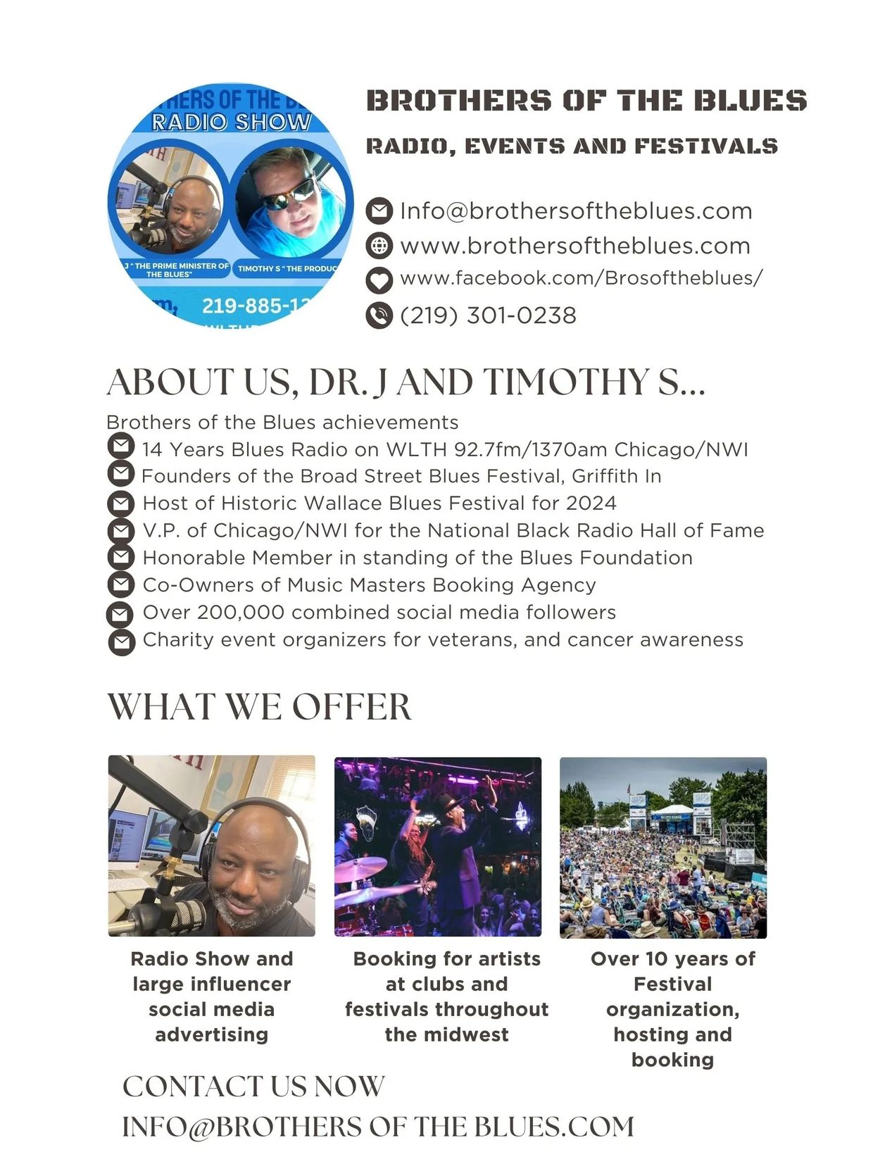 Brothers of the Blues info on radio, events, and festivals.