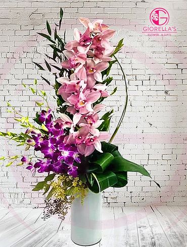 Gorgeous arrangement with
Cymbidiums and Dendrobiums