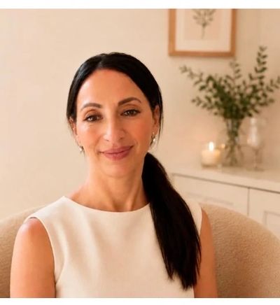Woman with dark hair in a white top smiling gently.