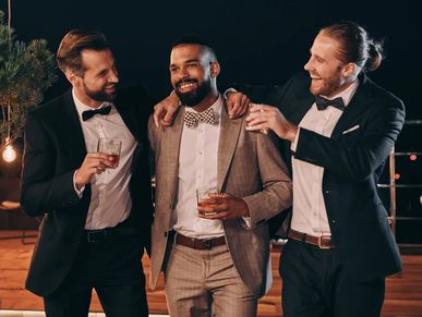 Three gentlemen celebrating bachelor party