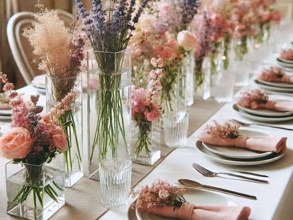 Moder Wedding Dining Table Floral Setup