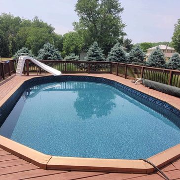 A pool installed in a deck. This remodel was in central Ohio.