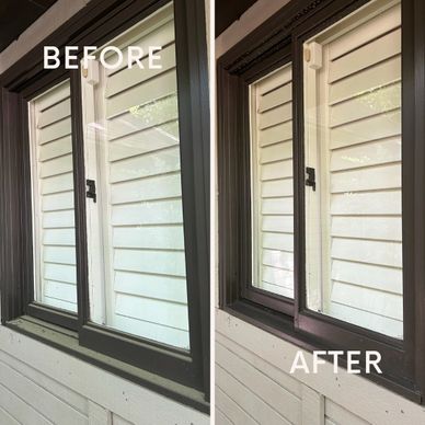 Before and after window screen installation showing improved coverage.