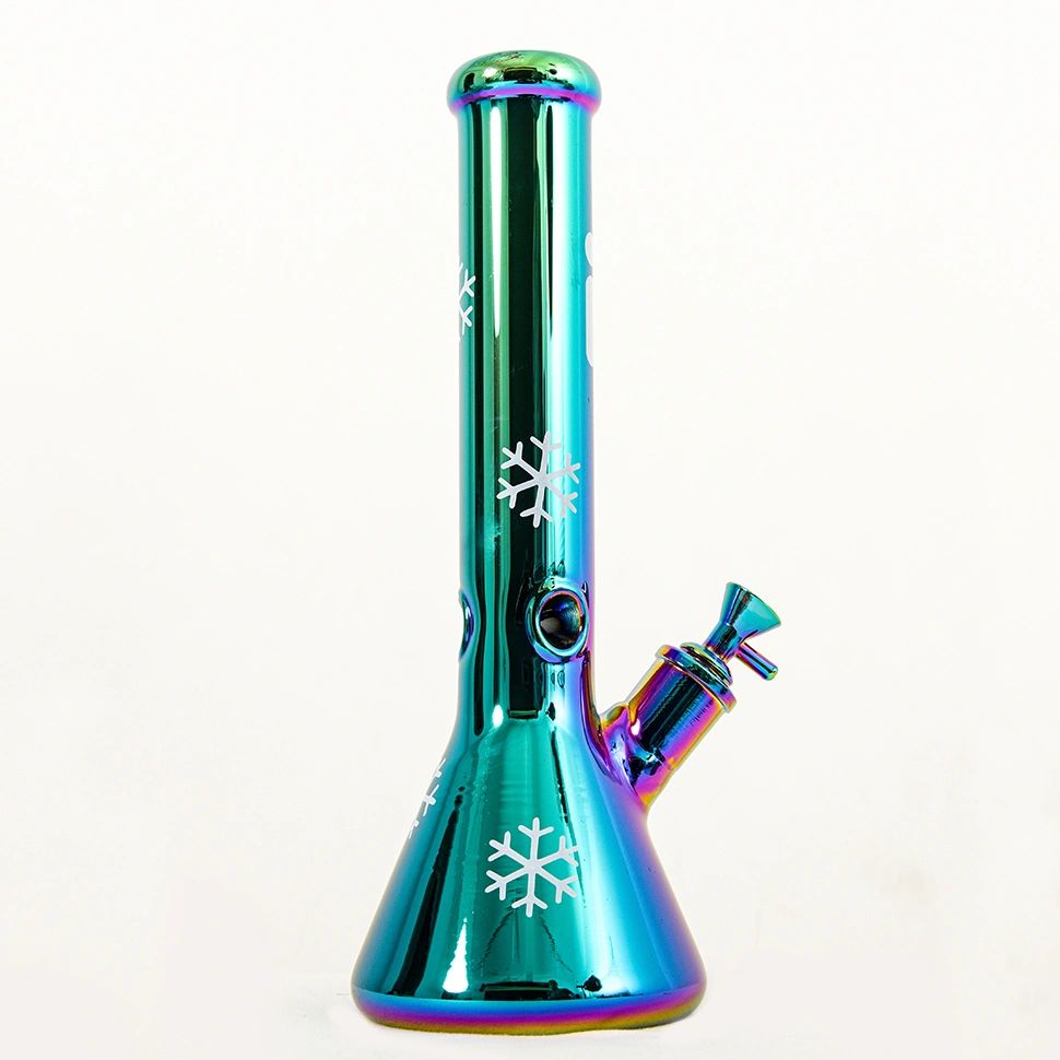 Glass Beaker 14 inch Chrome Leaf 7mm Thick Choice of Colors