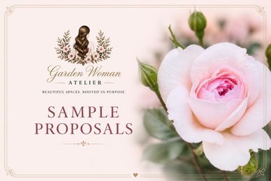 Elegant proposal cover with a soft pink rose and classic typography.
