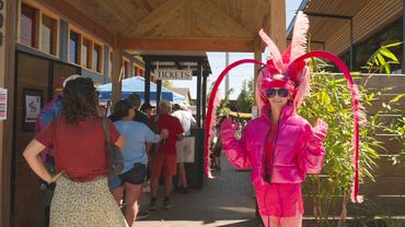 Shrimp greeters at the Louisiana Shrimp Festival 2024