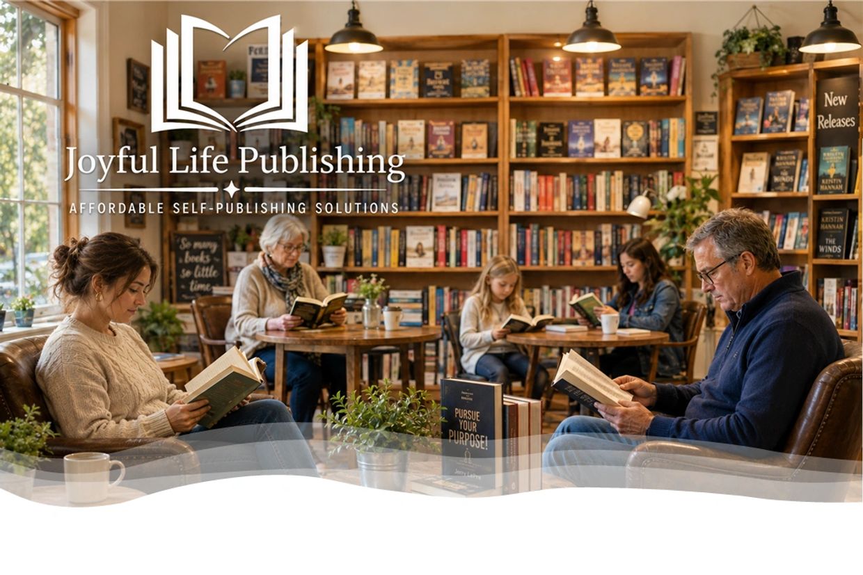 People reading books in a cozy bookstore.