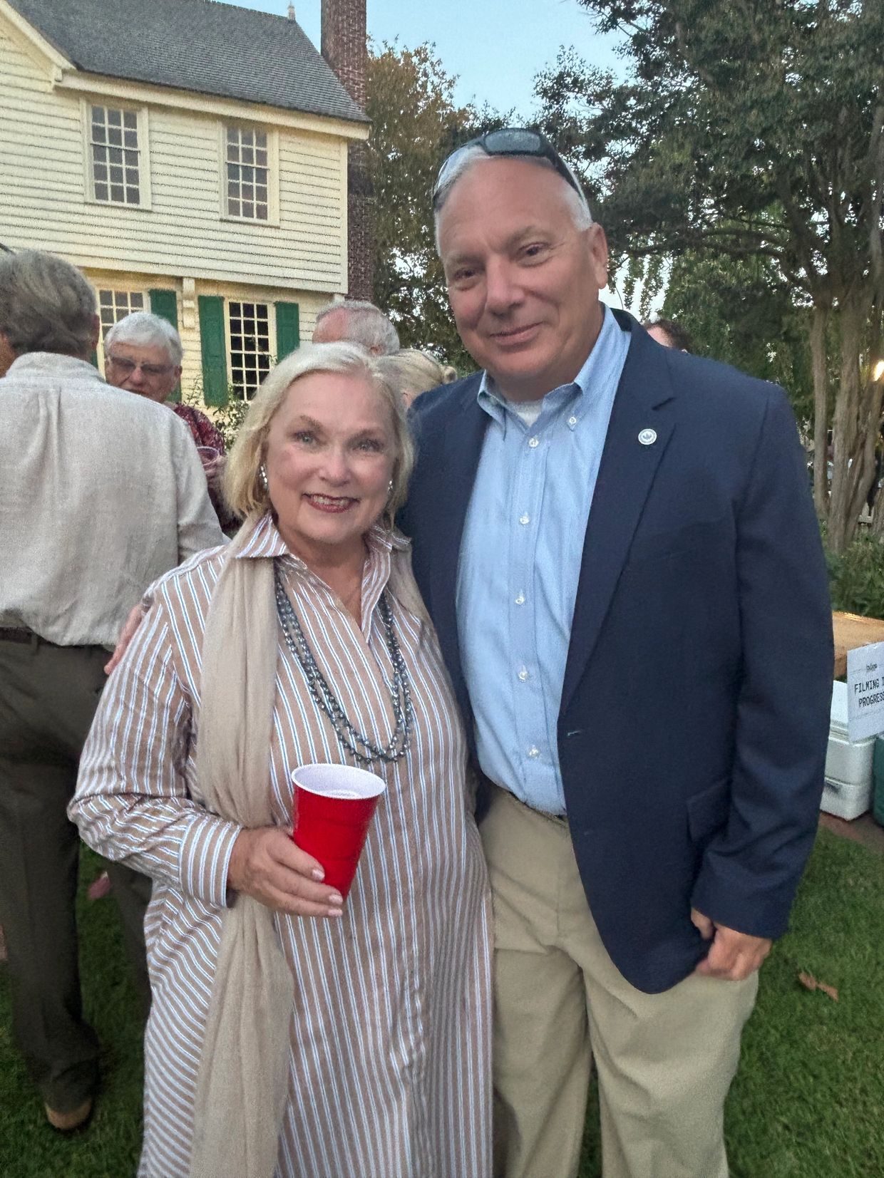 Cupola House Association former President Vonna O'Neill with Edenton Police Chief David LaFon