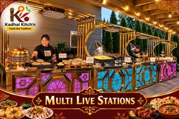 Live cooking stations at Kadhai Kitchn.