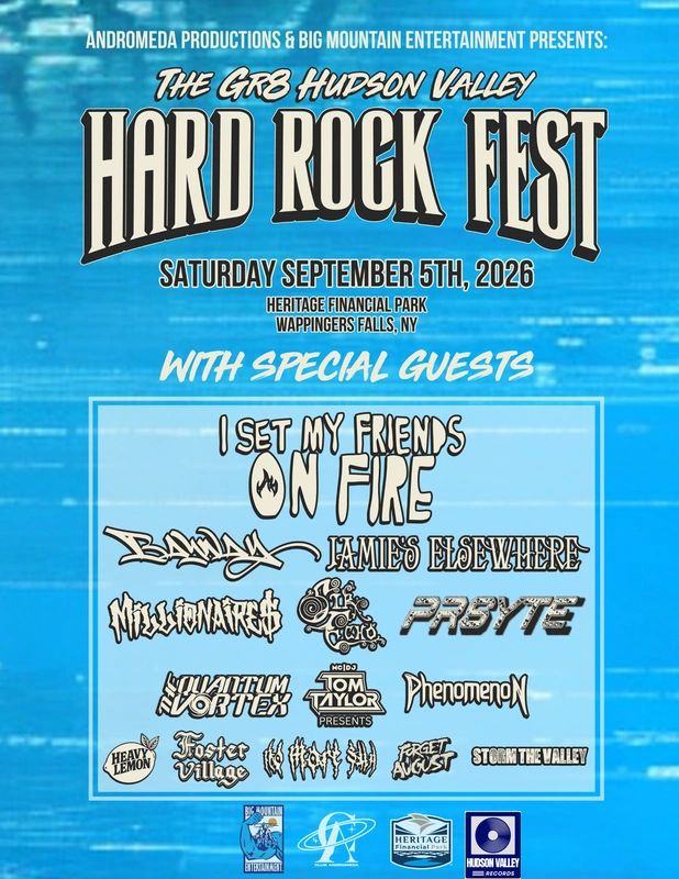 Flyer for The GR8 Hudson Valley Hard Rock Fest on September 5, 2026.